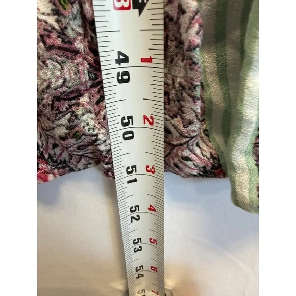 Free People Boho Floral Striped Maxi Dress Sage Green Pink Cutout Back Pockets - Picture 6 of 11